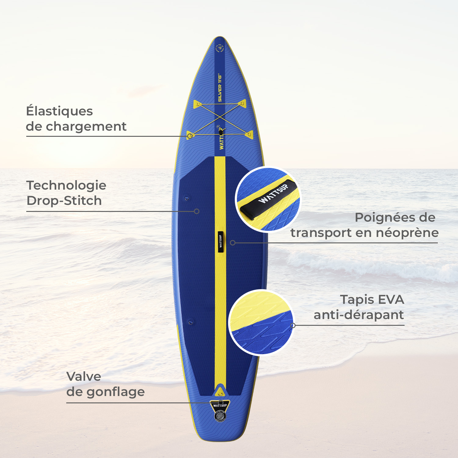 Stand up paddle silver sur l'eau